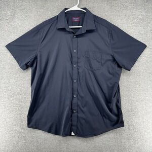 Untuckit Gironde Short Sleeve Shirt Men Size XL Black Nylon Casual
